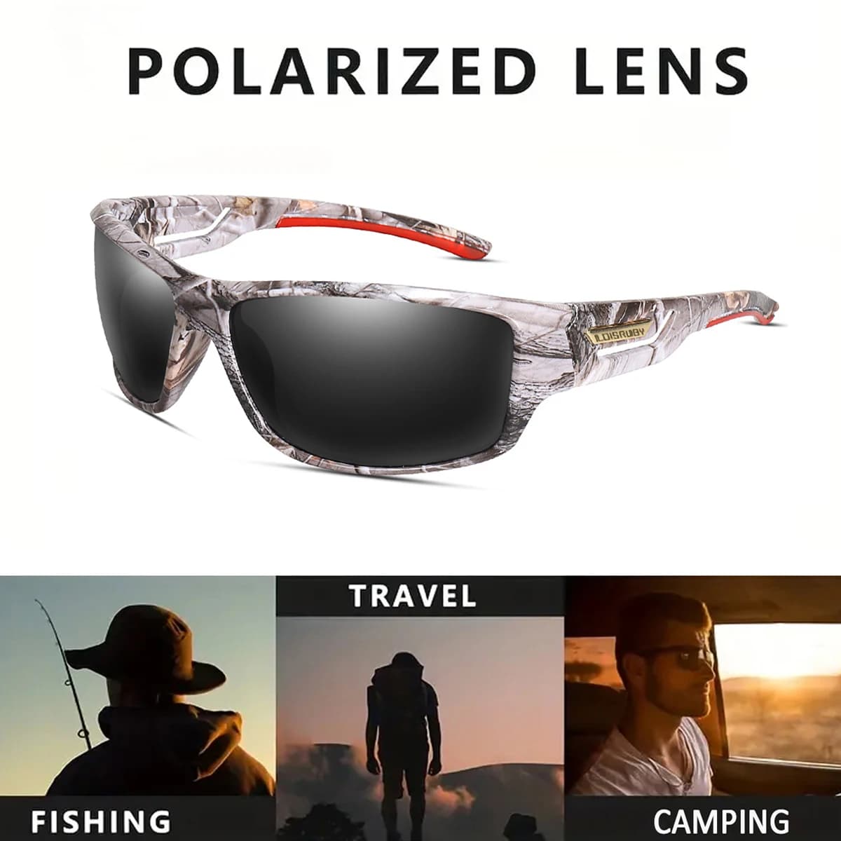 Lunettes de pêche polarisées camouflage - Hommes - Conduite et sports outdoor - Protection UV400