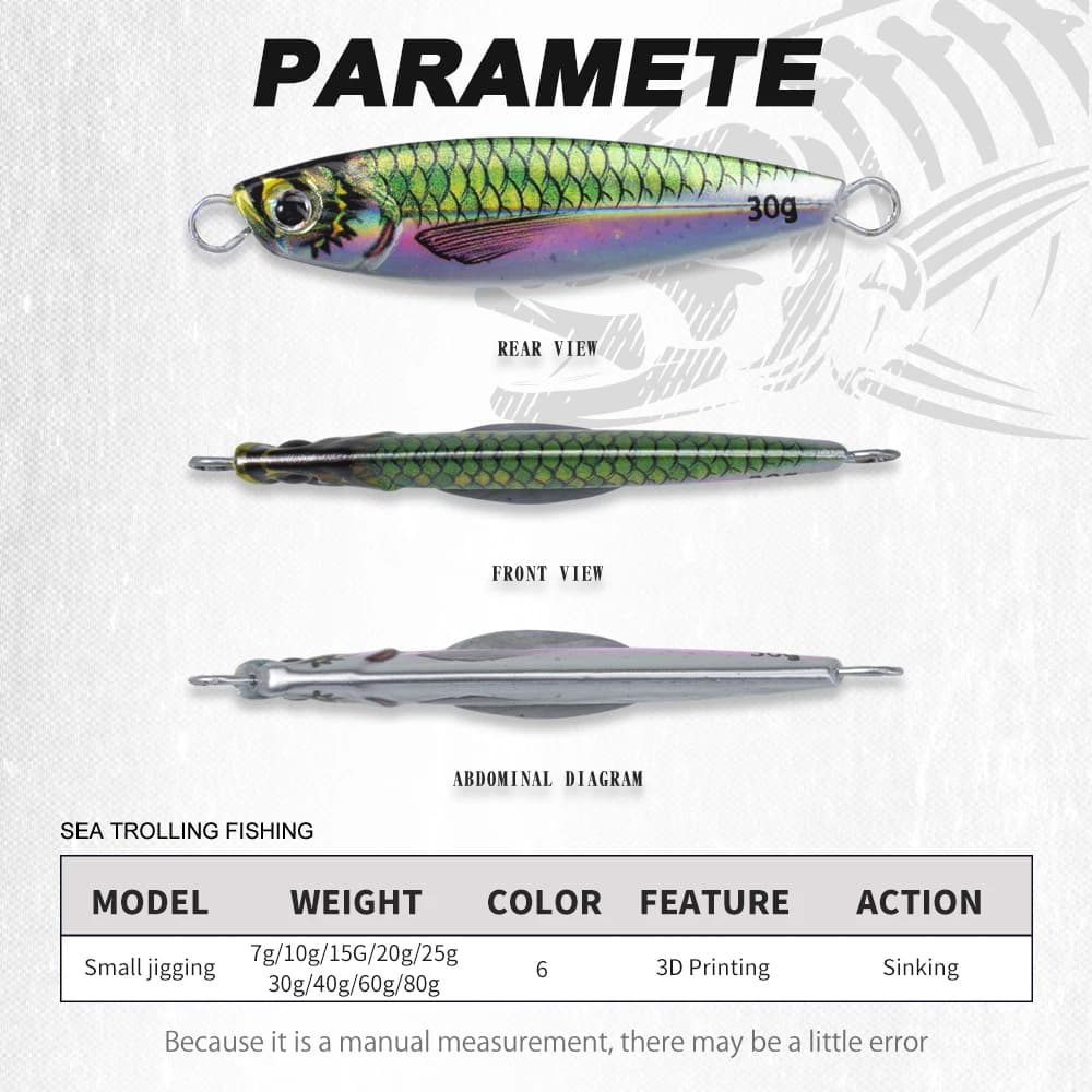 Leurre métallique Hunthouse 7g-80g pour jigging lent - Appât coulant pour bar et brochet de mer