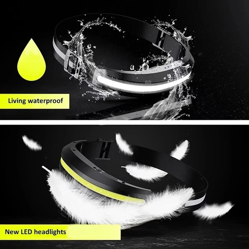 Lampe frontale COB portable puissante rechargeable USB lumière rouge blanche pêche camping projecteur