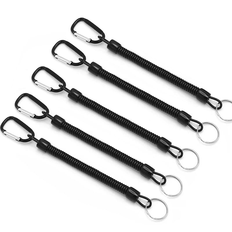 Lanyard de pêche 5 pièces rétractable élastique avec mousqueton pour clés et téléphone anti-perte