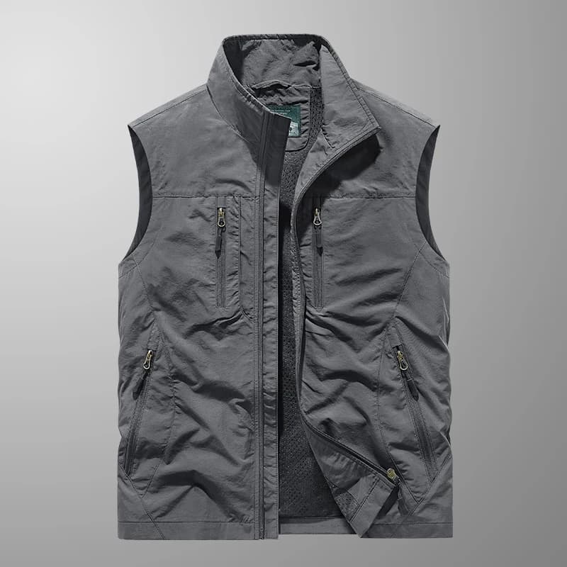 Veste légère multi-poches safari homme grande taille pour randonnée estivale et voyage