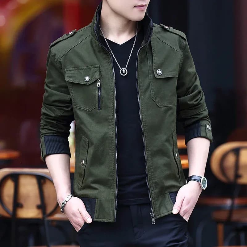 Veste bomber cargo homme style britannique - Veste chaude coupe-vent fashion décontractée