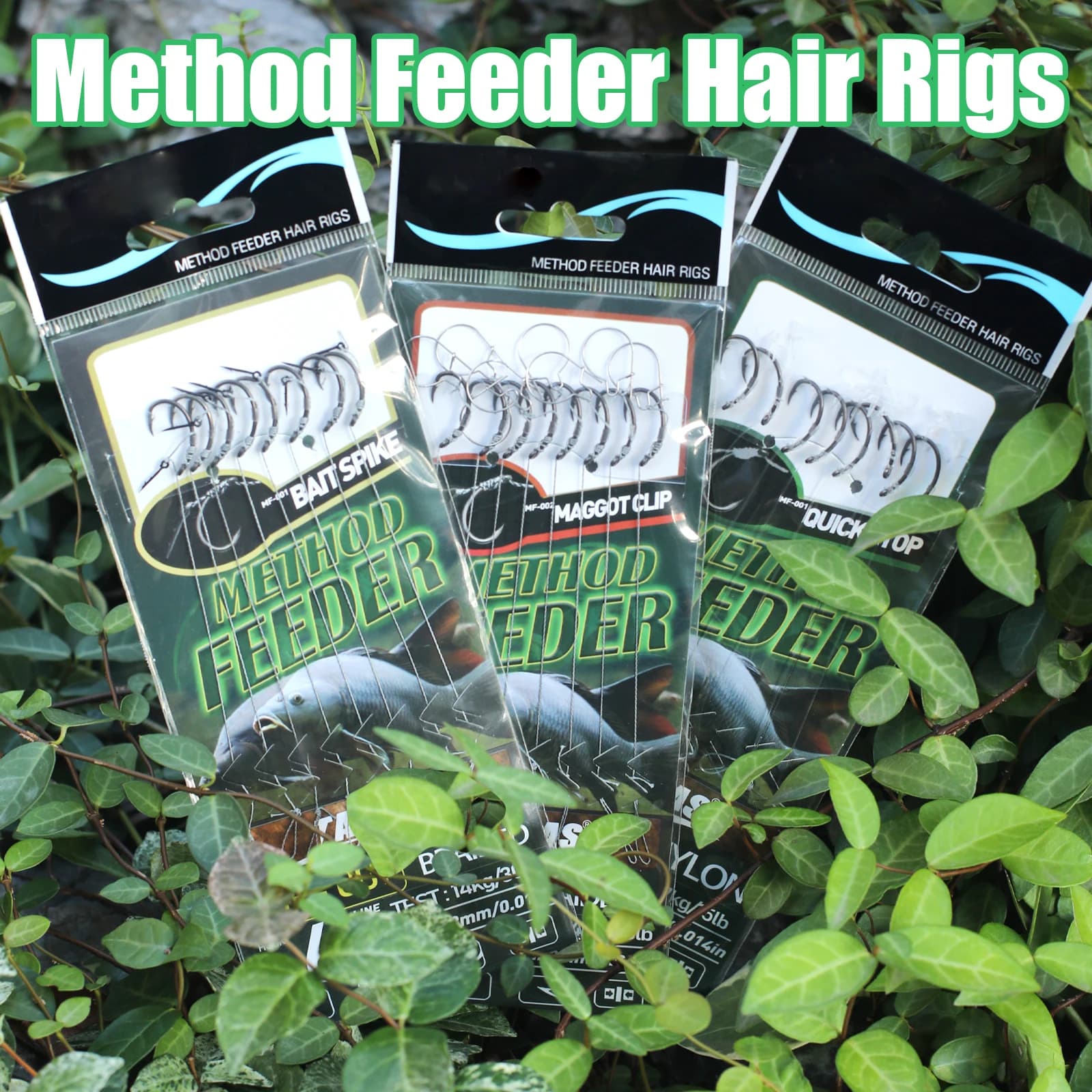 Kit 8 pièces method feeder rig premium pour pêche carpe - Spikes, clips et stoppers prémontés