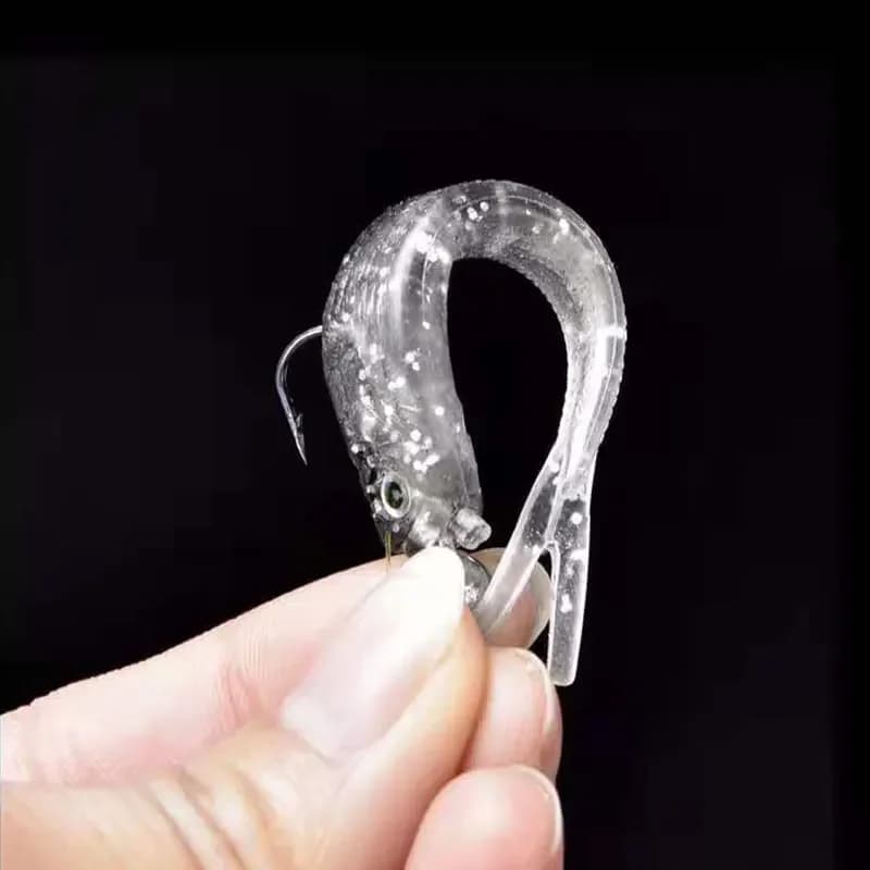 5 leurres souples appâts cluster avec yeux 3D et queue oscillante pour la pêche du bar en mer
