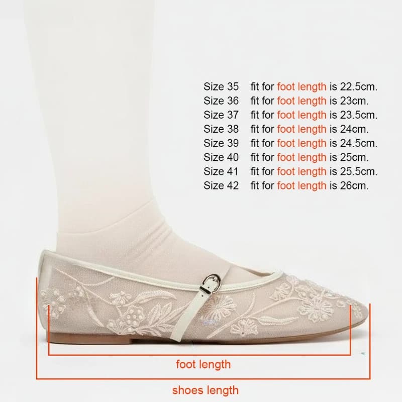 Ballerines femmes élégantes 2025 - Escarpins Mary Jane blancs brodés mesh été confortables