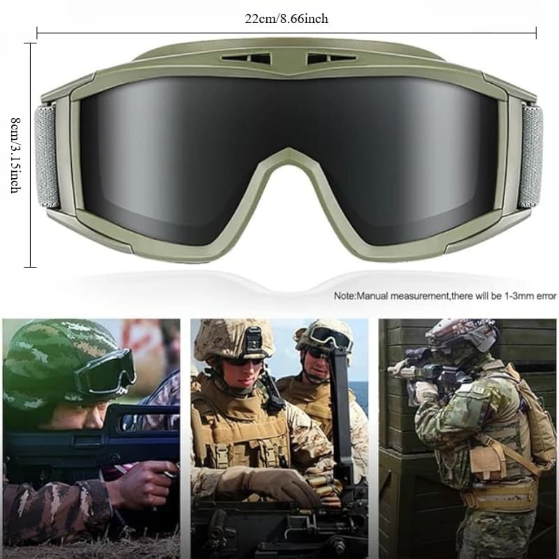 Lunettes tactiques militaire pêche - Protection vent et sable - Verres teintés airsoft paintball