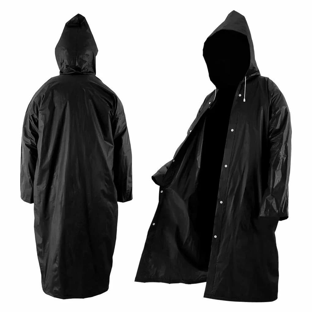 Veste de pluie unisexe EVA épaisse 145x68cm noir - Imperméable camping pêche randonnée