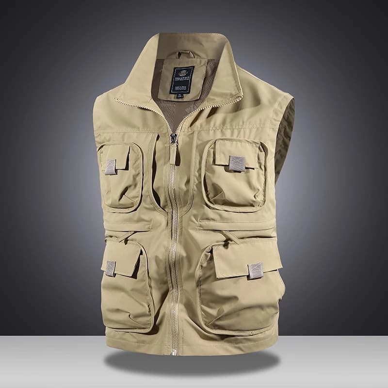 Veste sans manches multifonction pêche - Zippée multi-poches respirante pour pêche sportive