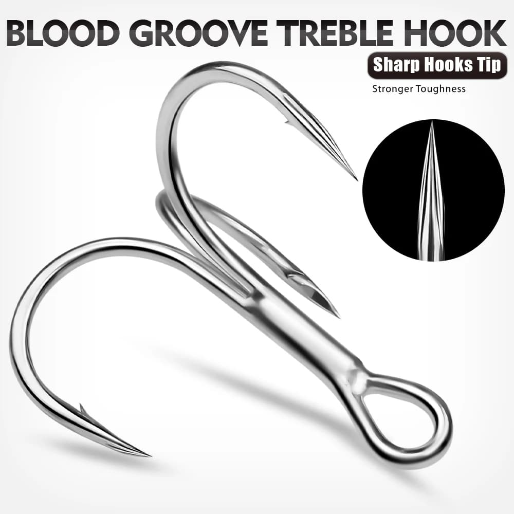 20 Hameçons Triples Haute Carbone Super Tranchants - Tailles 1#-14# pour Leurres et Jigging