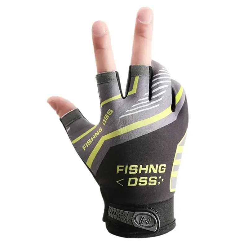 Gants de pêche homme été anti-UV anti-dérapants trois doigts respirants pêche route sub protection solaire