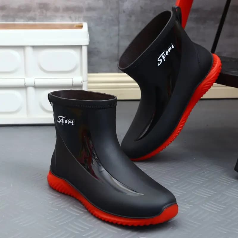 Bottes de pêche courtes homme hiver doublées polaire imperméables résistantes mode PVC extérieur