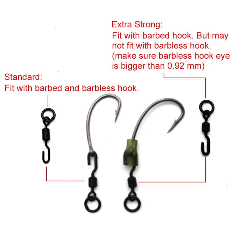 Émerillons renforcés pour pêche à la carpe 20 pièces - Swivels rapides pour montages chod et helicopter
