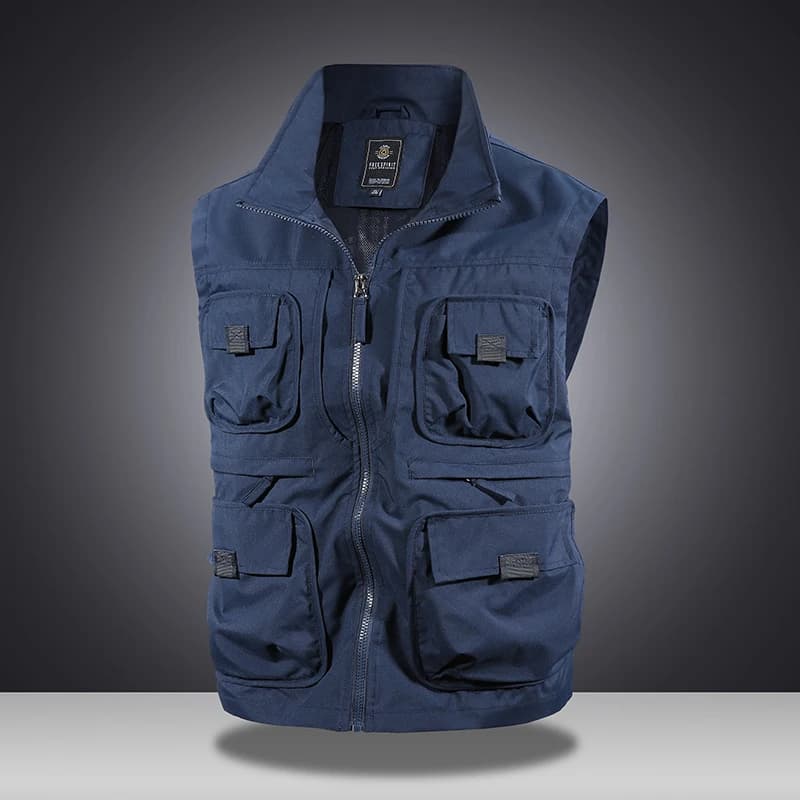 Veste sans manches multifonction pêche - Zippée multi-poches respirante pour pêche sportive