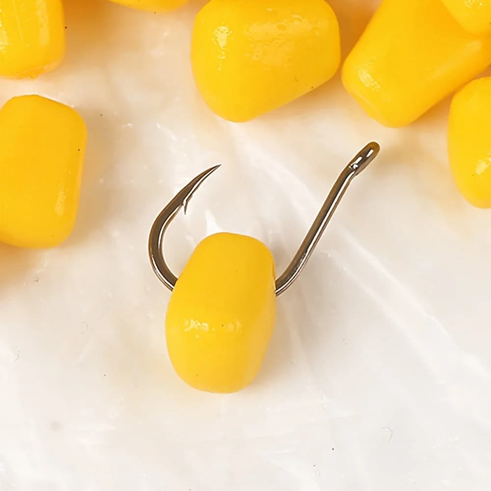 Leurres maïs flottants 100 pièces - Imitations silicone pour carpe avec attractants, appâts artificiels