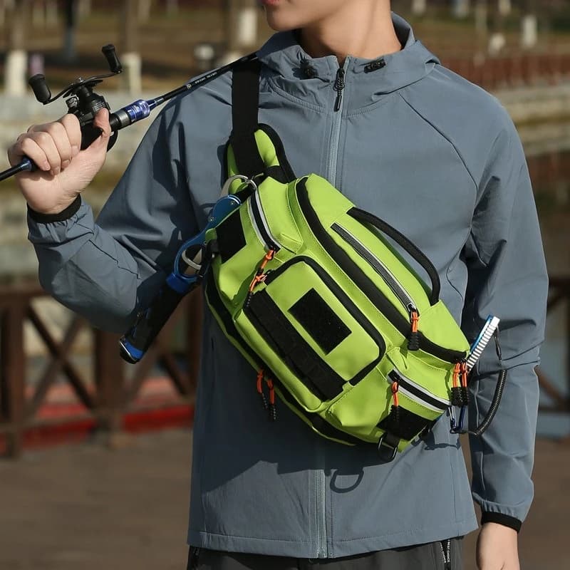 Sac banane pêche homme molle multi-poches pour leurres, chasse, randonnée, vélo et running - pratique