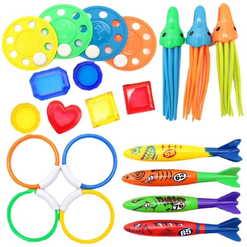 Jeux plongée trésor enfants poissons diamants jouets piscine initiation pêche ludique