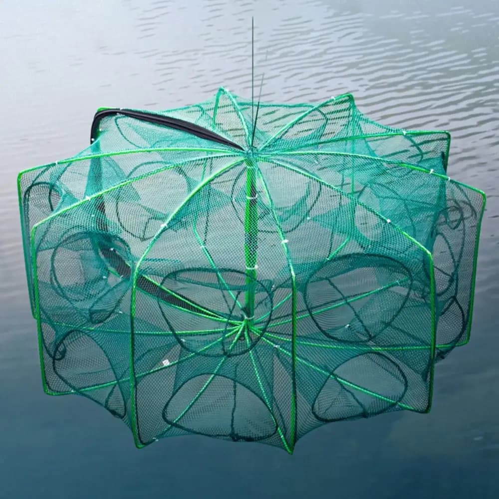 Filet de pêche pliable et durable avec 6 à 10 trous - Cage maille nylon verte