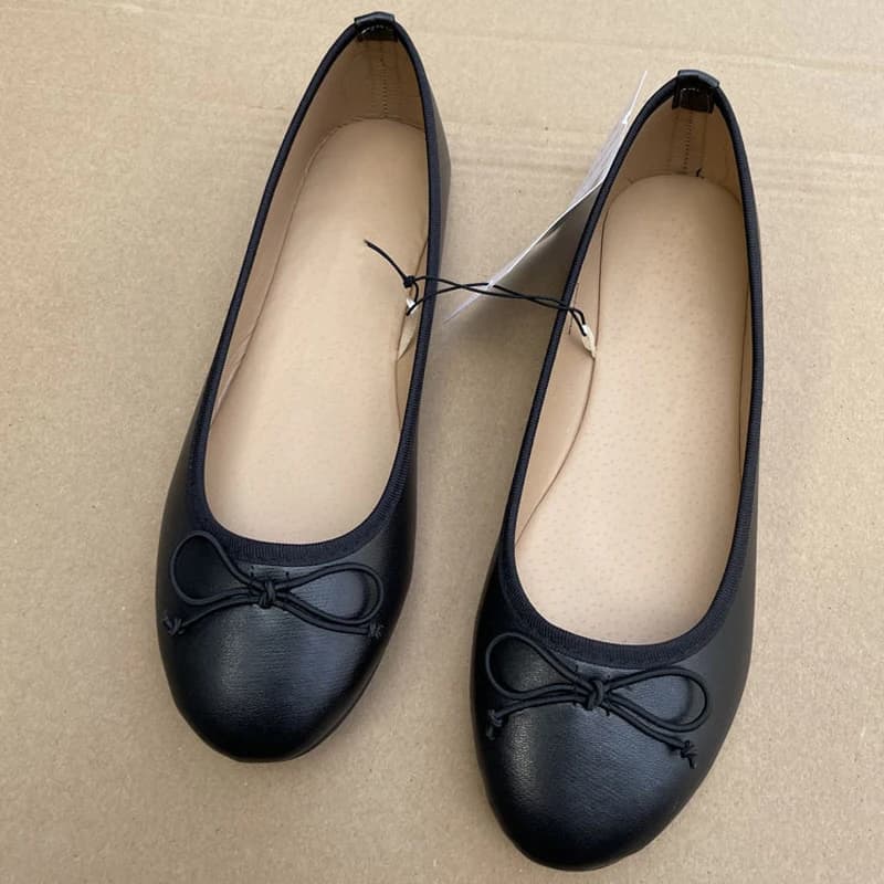 Ballerines femme élégantes nœud cuir confortables mules plates pêche casual chaussures d'été