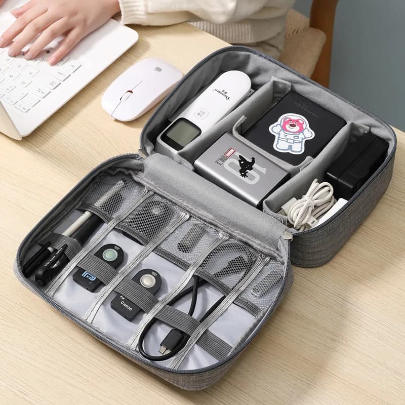 Trousse de rangement câbles étanche USB - Organisateur voyage pour chargeurs et câbles