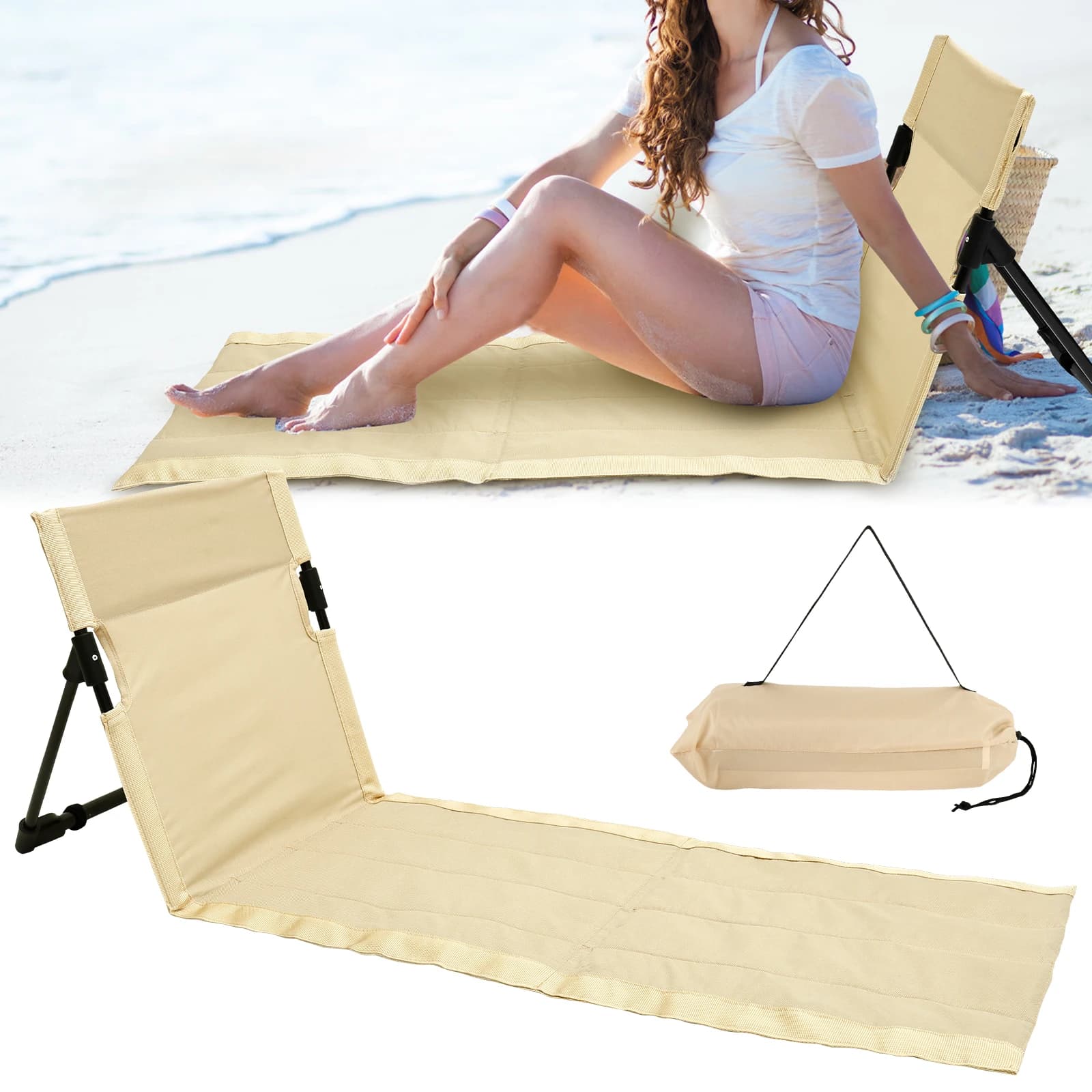 Chaise paresseuse camping Oxford pliable - Dossier confortable pour pêche et pique-nique