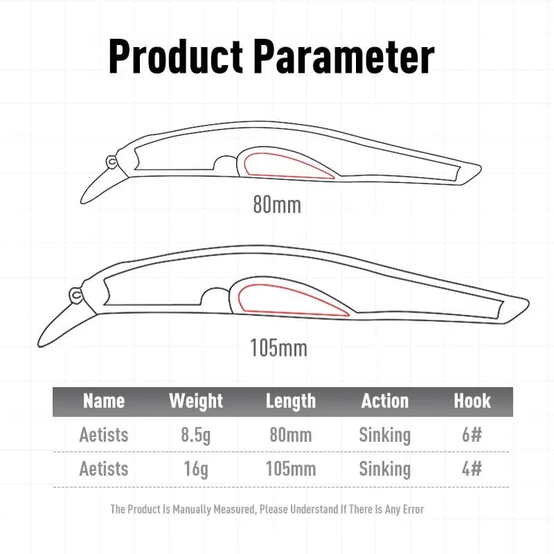 Leurre minnow Artist FR Silence 80mm 105mm - leurre coulant jerkbait pour bar et carnassiers
