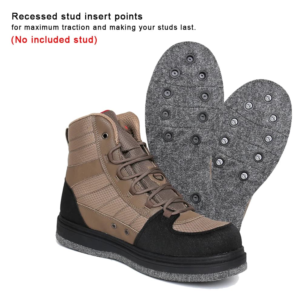 Chaussures de pêche homme légères à semelle feutre antidérapante pour waders et chasse