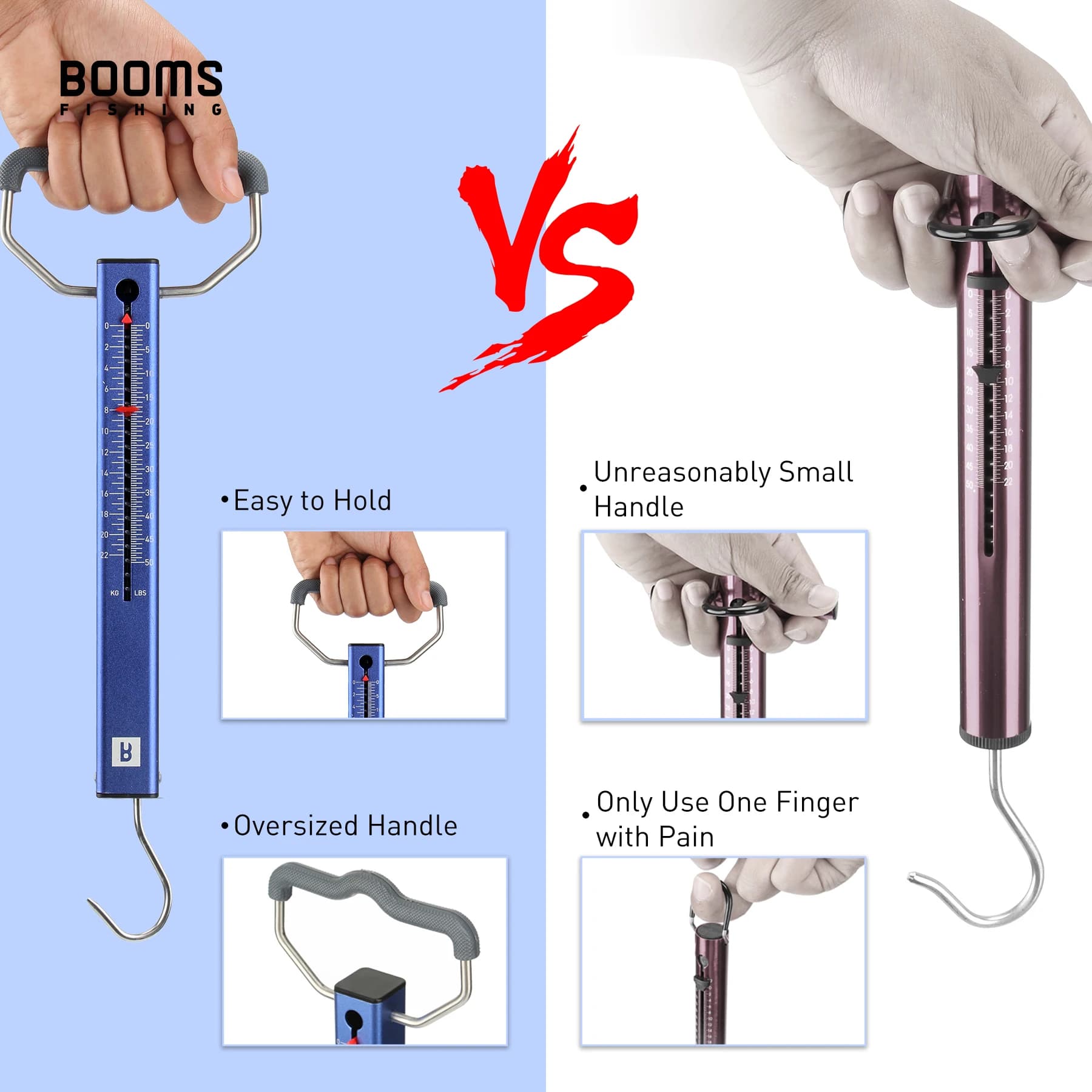 Balance à ressort TS2 pour pêche - Tube aluminium carré avec crochet inox 1kg-22kg précision
