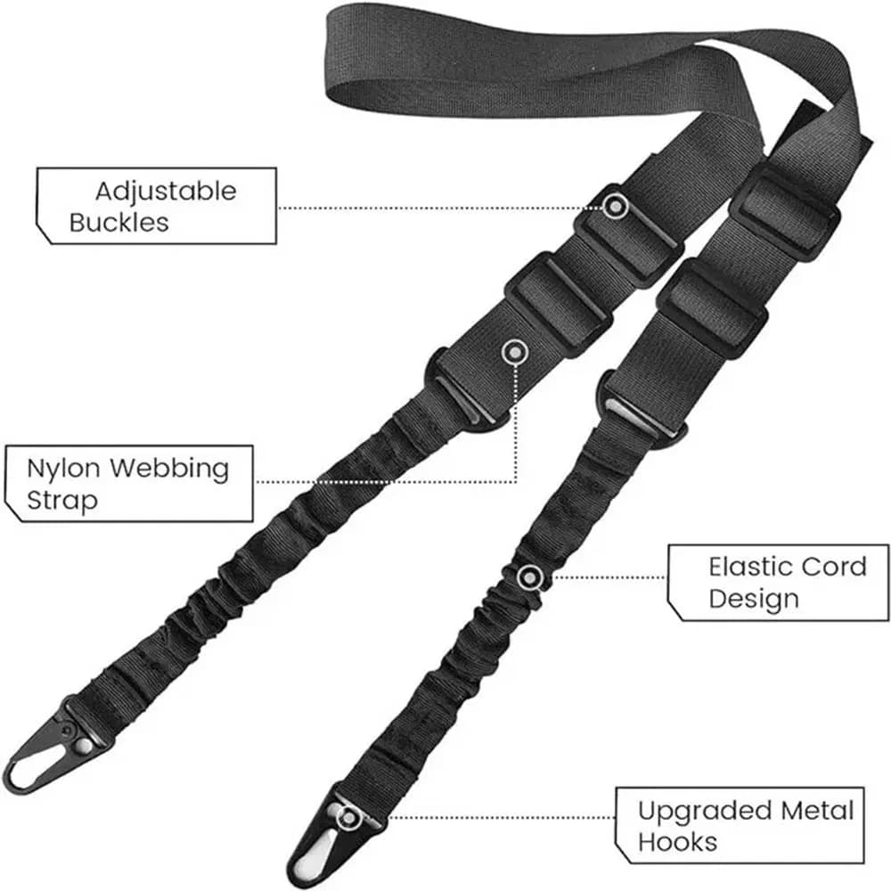 Bretelle épaule deux points pour fusil de chasse avec boucle métal ajustable aventure pêche outdoor