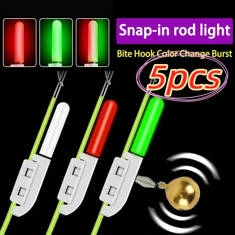 Alarme électronique LED 5 pièces pour pêche de nuit - Indicateur de touche avec bâton CR425