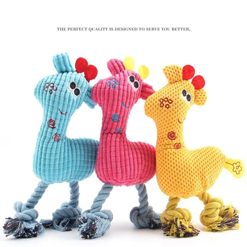 Jouet chien cerf sika tricoté résistant morsure sonore peluche grignotage populaire animal