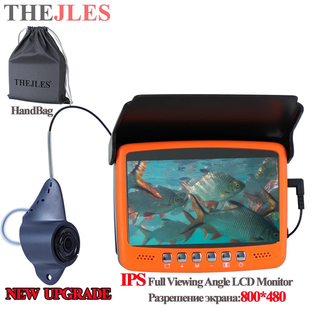 Caméra de pêche sous glace THEJLES HD 1000 lignes 4.3 pouces - Écran IPS avec 8 lumières infrarouges