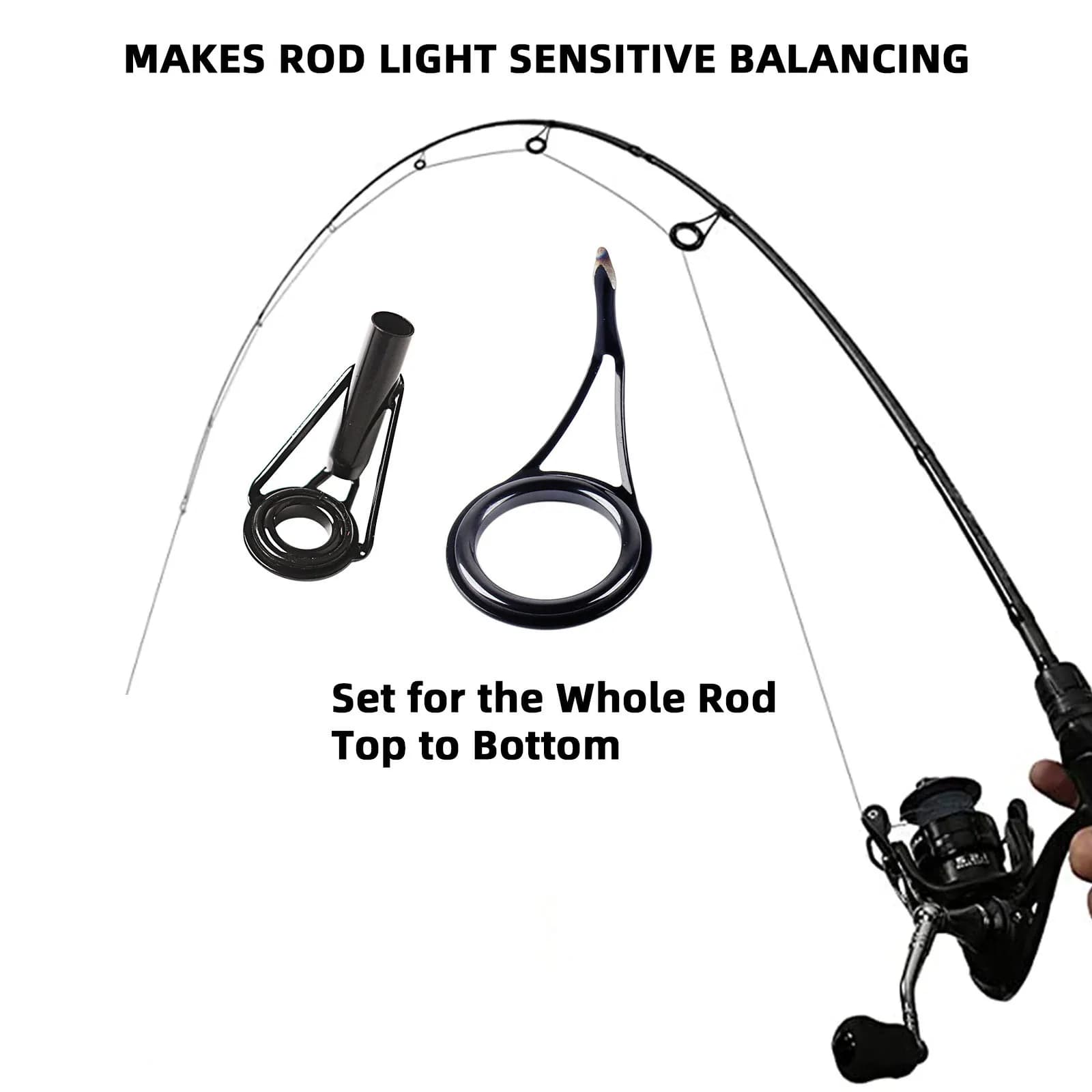 Kit réparation canne à pêche 8 anneaux céramique haute résistance 6-30mm pour guide carbone ovale accessoires