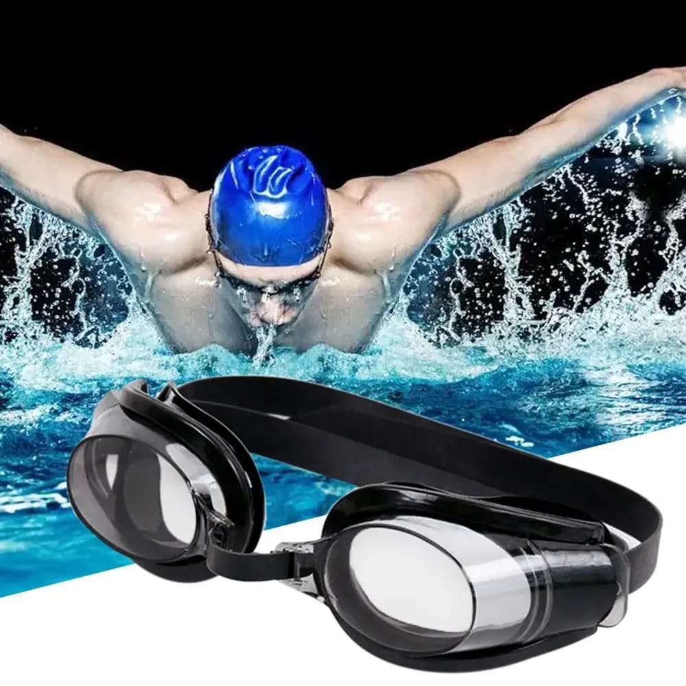 Lunettes de natation étanches anti-buée UV réglables avec embouts et pince-nez pêche