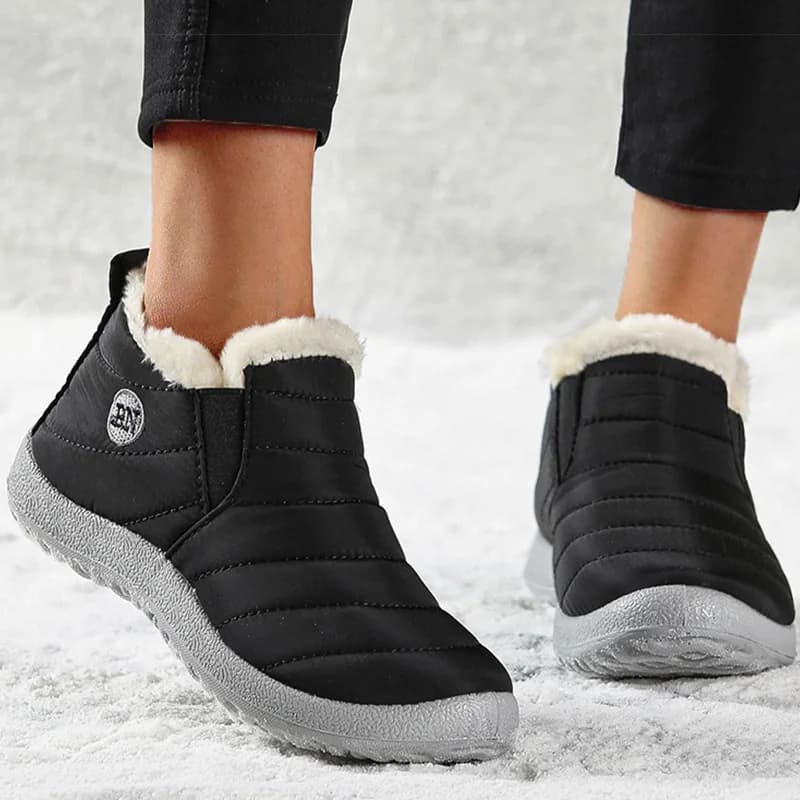 Bottes cheville femme imperméables hiver 2025 - Chaussures fourrées faciles à enfiler pour couple