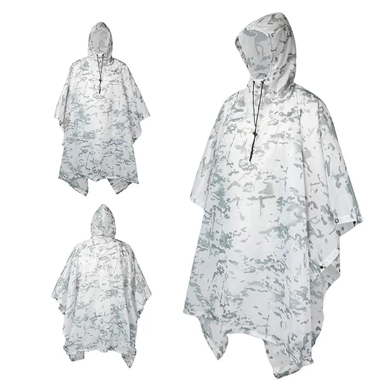 Poncho pluie camouflage jungle respirant PU - Imperméable pêche tropicale observation oiseaux randonnée