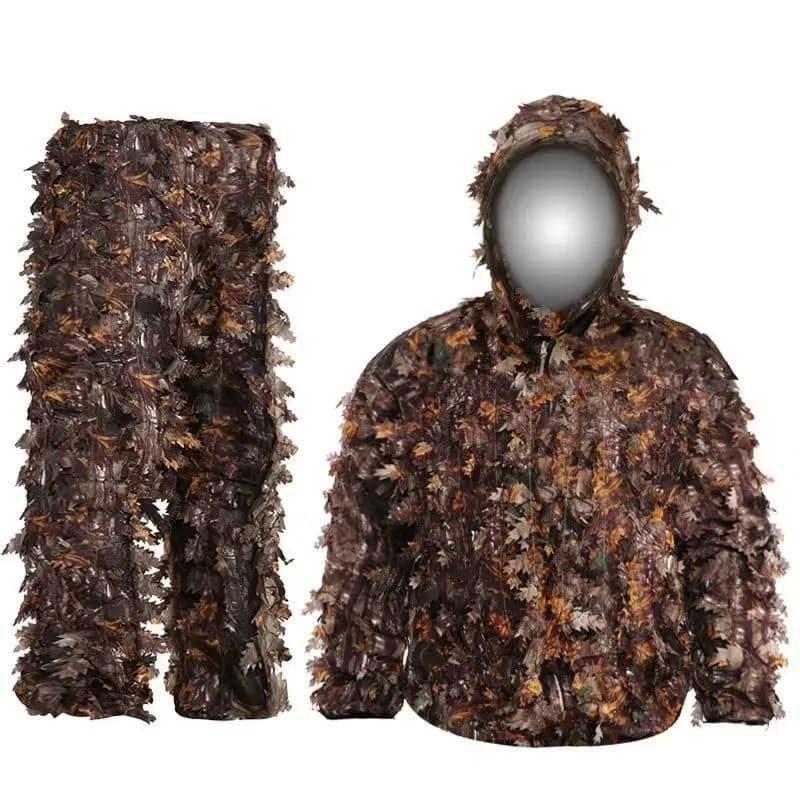 Combinaison woodland mesh + feuilles pour pêche en forêt et airsoft tactique