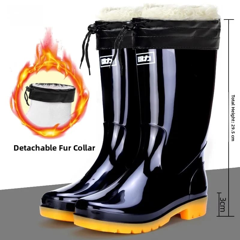 Bottes de pêche imperméables homme hautes avec doublure polaire et semelle anti-dérapante résistante
