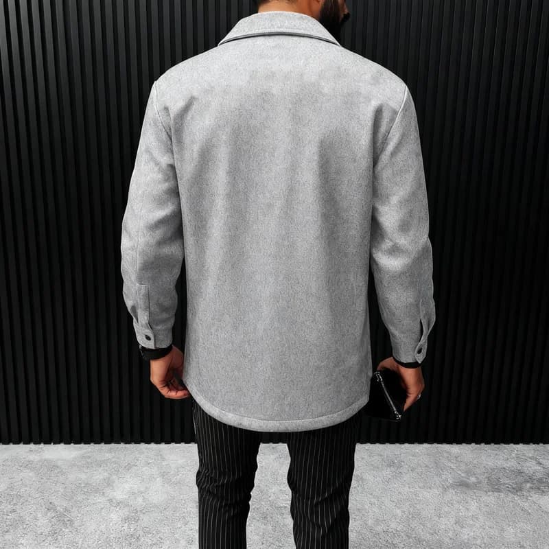 Veste polyester brossé bureau pêche homme - Manteau col revers boutonné décontracté élégant