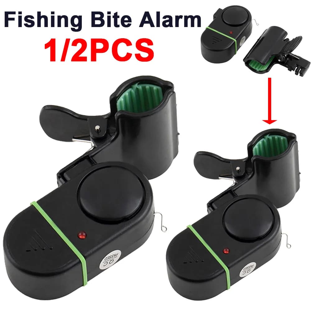 Alarme de pêche 1/2 pièces avec LED et sonnerie - Détecteur de touche pour canne à pêche extérieure