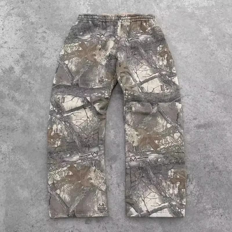 Pantalon baggy vintage camouflage pêche streetwear oversize pour homme et femme tendance Y2K