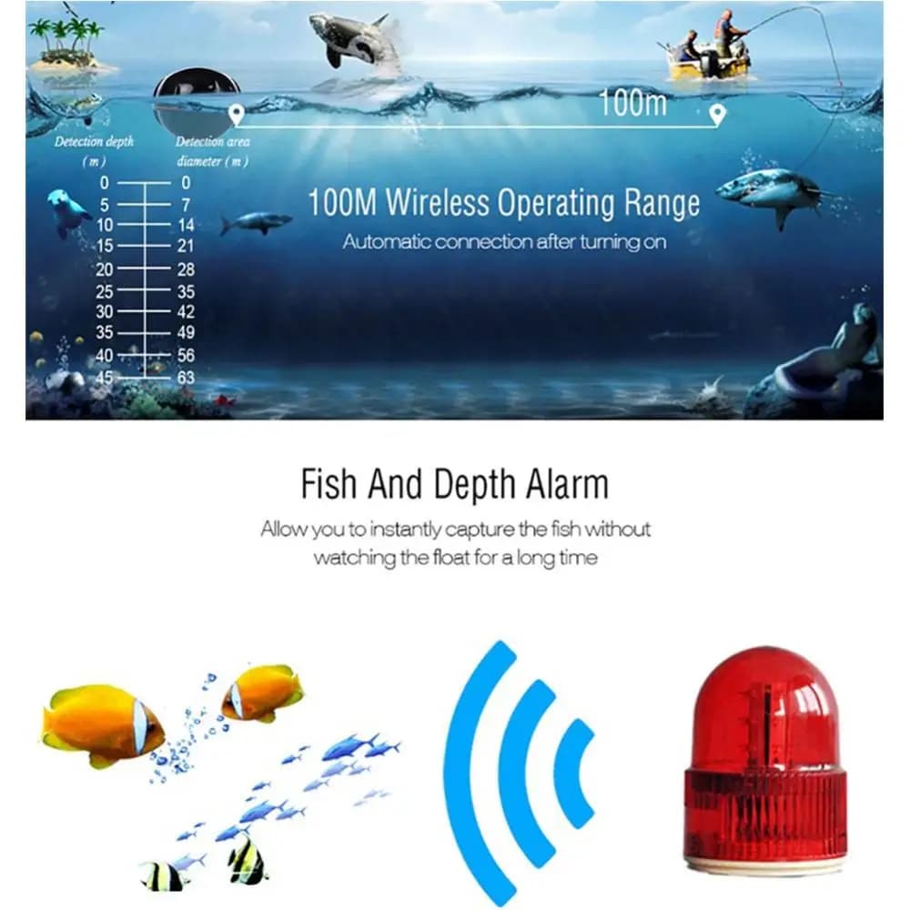 Finder pêche portable sans fil : sonar intelligent détecteur profondeur alarme pour lac et mer