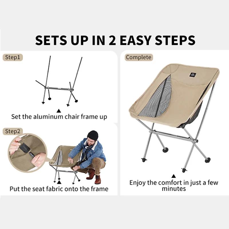Chaise de pêche pliante Naturehike L04 ultralégère aluminium - Siège lune camping portable
