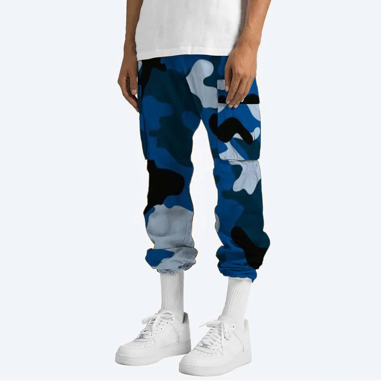 Pantalon de jogging camouflage avec poches pour pêche - Taille élastique confort randonnée pêche