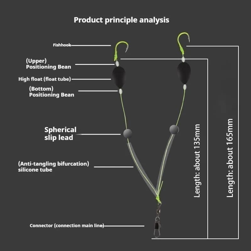Flotteur de pêche inversé double hameçon haute sensibilité pour mer et eau douce
