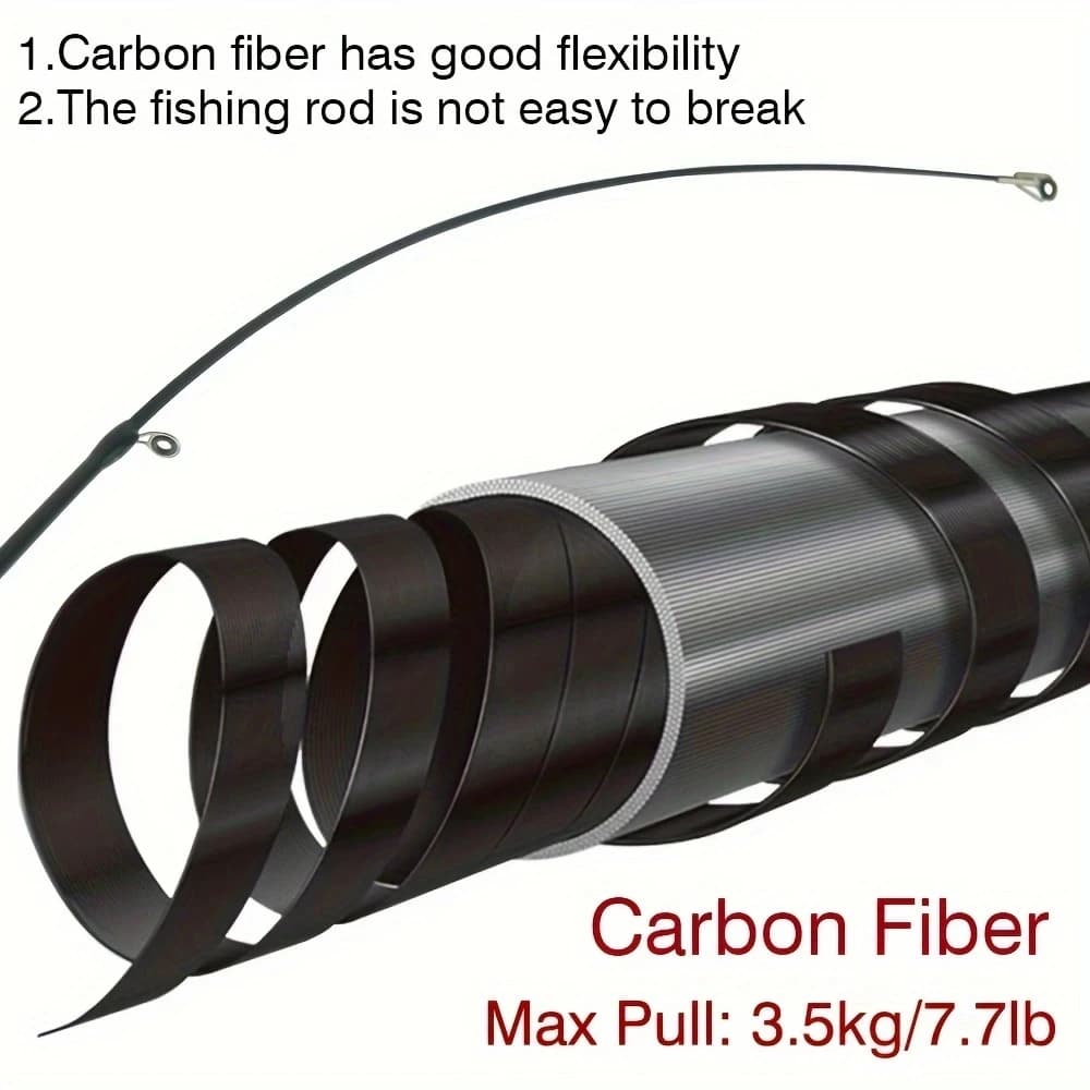Canne télescopique portable fibre carbone avec poignée liège 1.8M à 3.6M pour pêche voyage