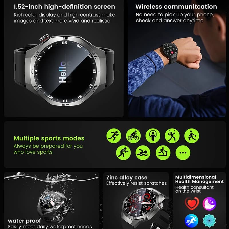 Smartwatch 2025 AMOLED avec GPS et suivi de trajectoire pour Android iOS - Montre étanche appels