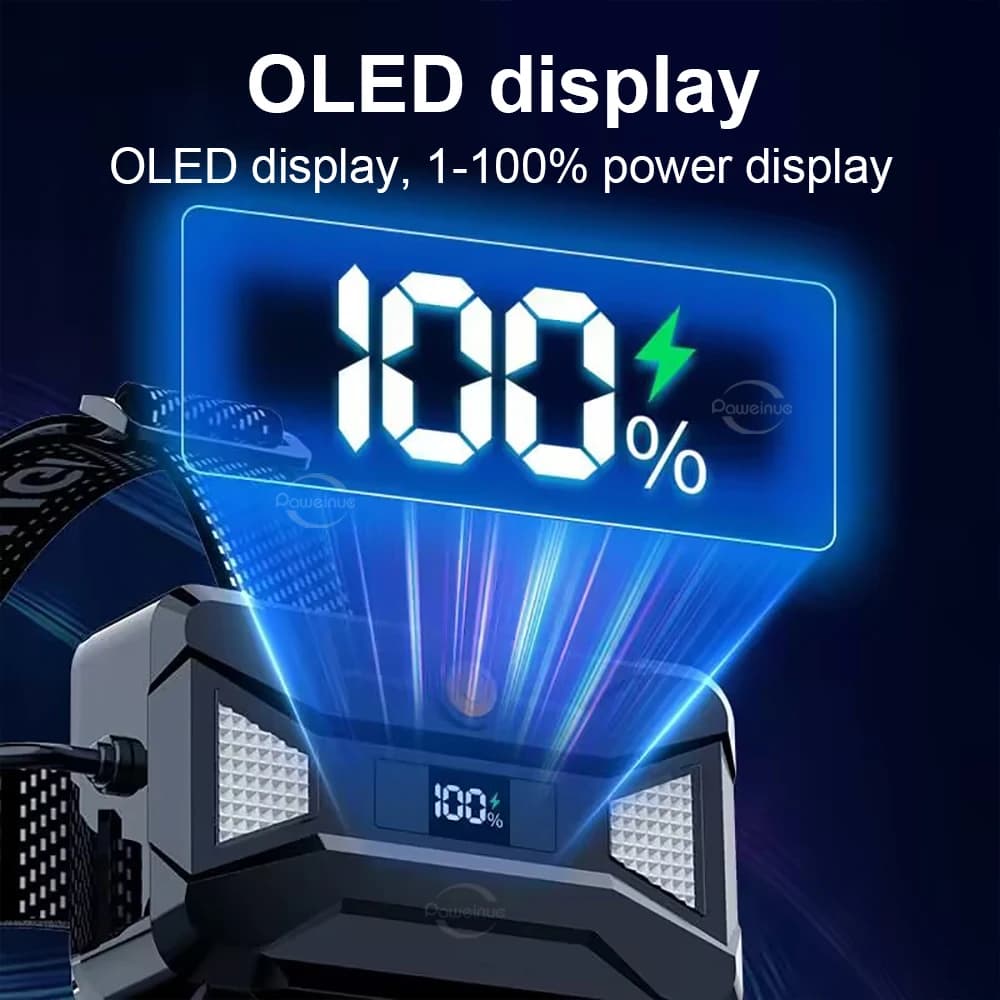 Nouvelle lampe frontale LED 800W 500 millions lumens zoomable 2025 pour pêche chasse