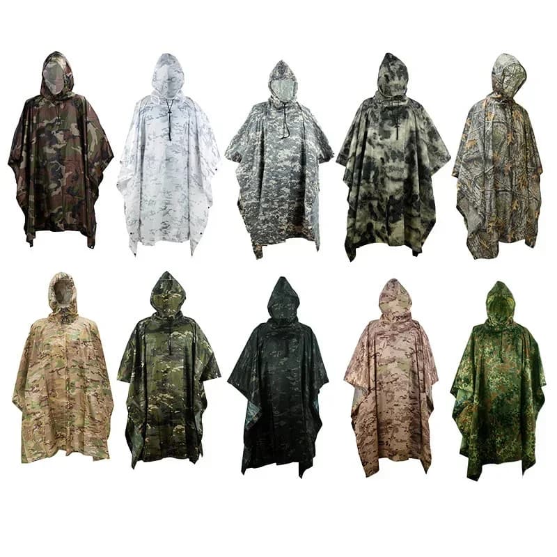 Poncho camouflage respirant jungle tactique imperméable observation oiseaux randonnée pêche tenue ghille