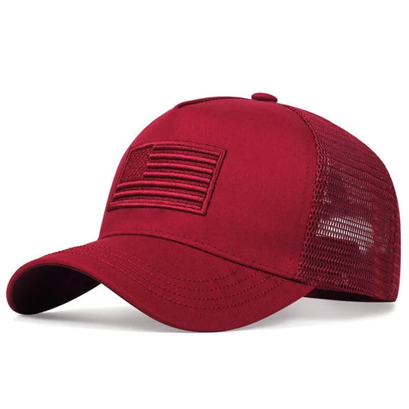 Casquette mesh drapeau USA été respirante - Chapeau pêche tactique unisexe hip hop