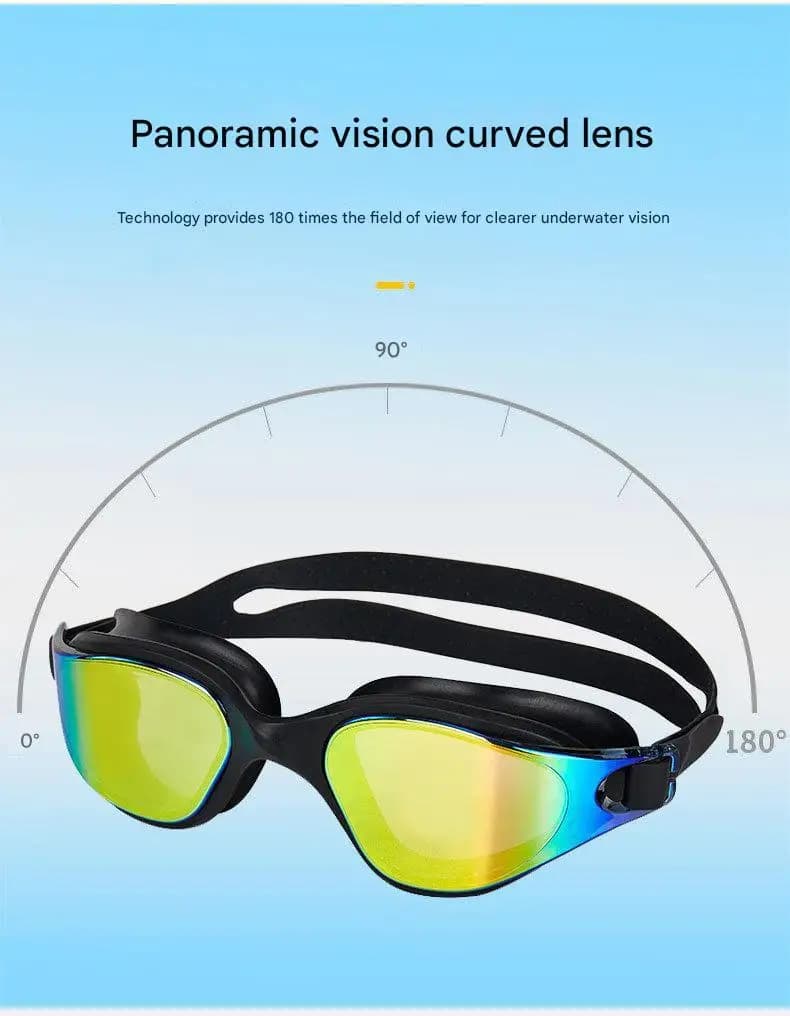 Lunettes de natation unisexe adultes anti-buée - Modèle professionnel ajustable en silicone étanche